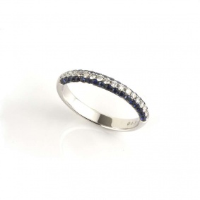 18k White Gold Diamond & Sapphire Ring